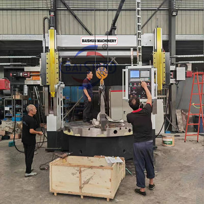 Διπλή στήλη βαρύ φορτίο κατακόρυφο γύρισμα CNC τροχός γύρισμα μηχανή Fanuc / Siemens σύστημα ελέγχου